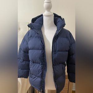 Ralph Lauren Performance, Blue puffer jacket with removable hood.